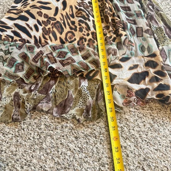 Vintage Sandy Starkman 80s-90s Geometric Mixed Animal Print Asymmetrical Skirt S - Picture 4 of 9